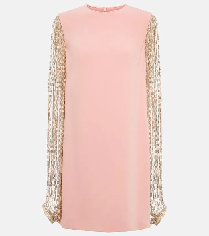 Valencia crystal-embellished crepe minidress