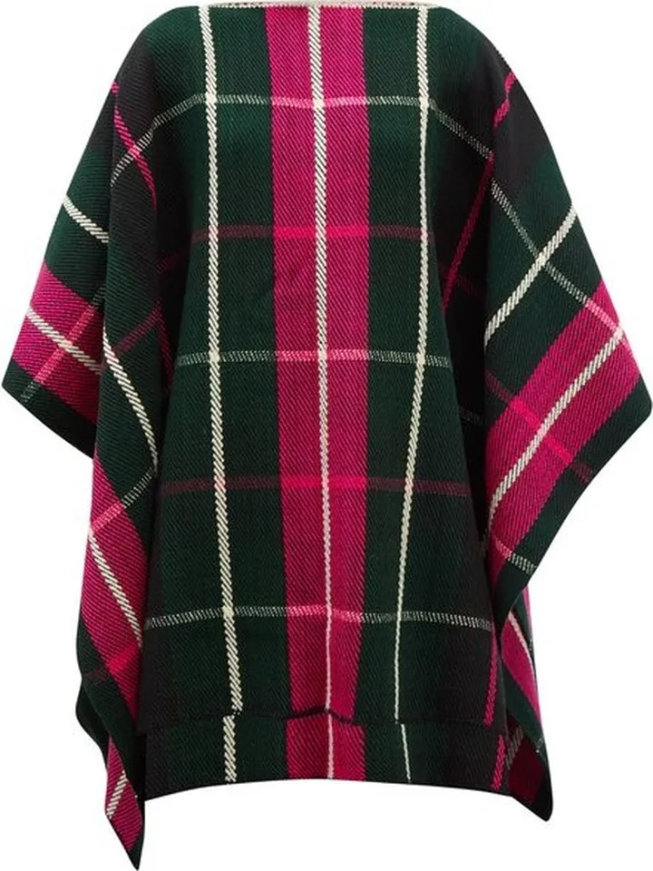 Windowpane-check Wool Poncho