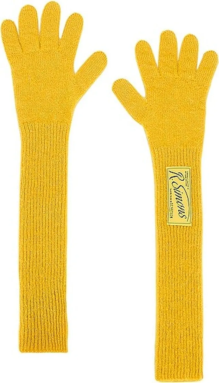 Raf Simons Long Knit Gloves in Yellow