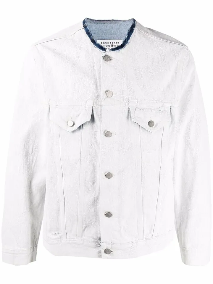 Raw-Cut Collar Denim Jacket