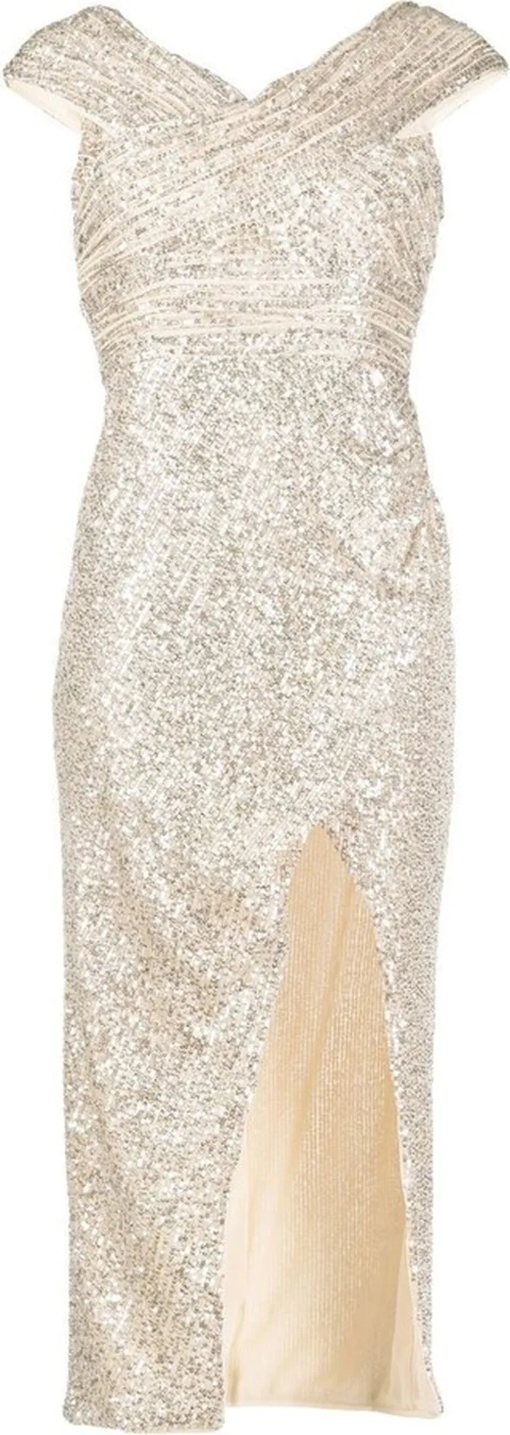 Sequinned Off-Shoulder Midi Dress
