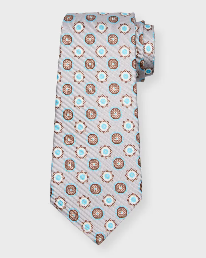 Men's Medallion-Print Silk Tie