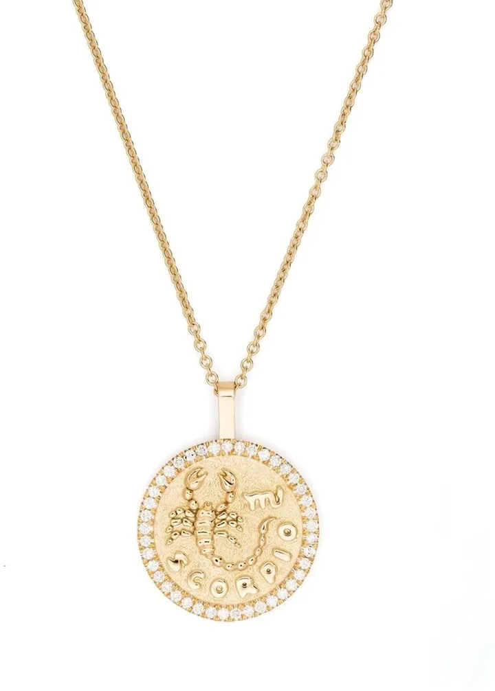 18kt yellow gold Scorpio diamond necklace