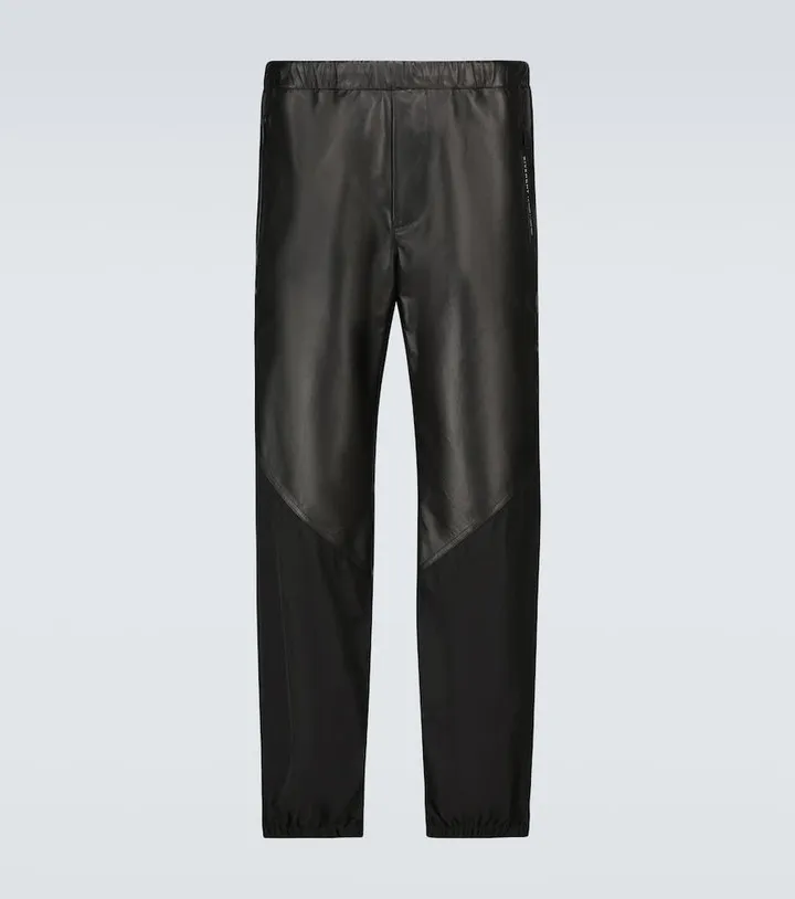 Leather and nylon sweatpants