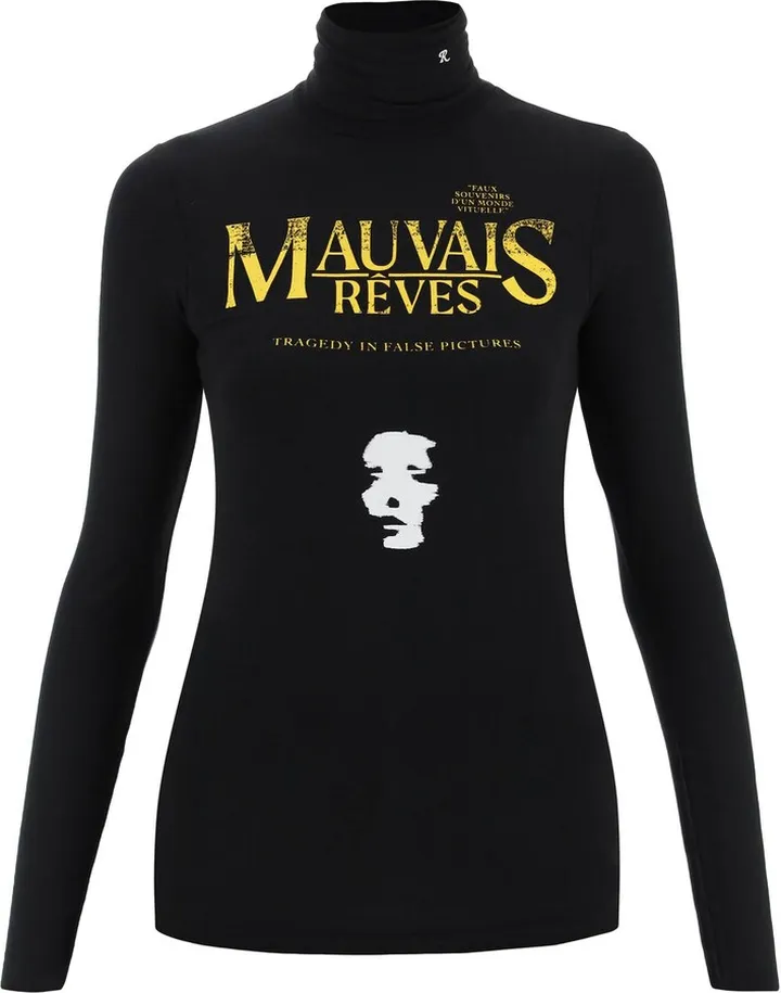 'mauvais Reves' Print Turtleneck Top