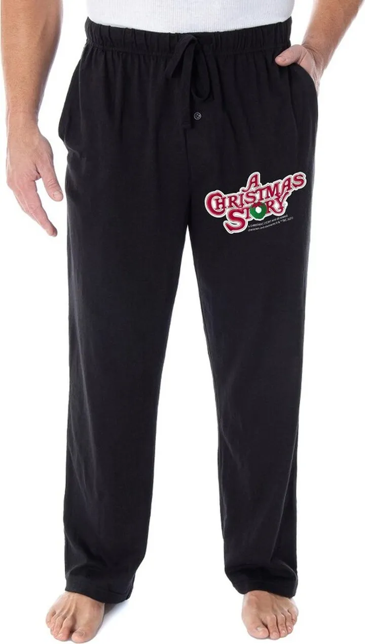 A Christmas Story Men's Classic Film Logo Loungewear Pajama Pants (XL) Black