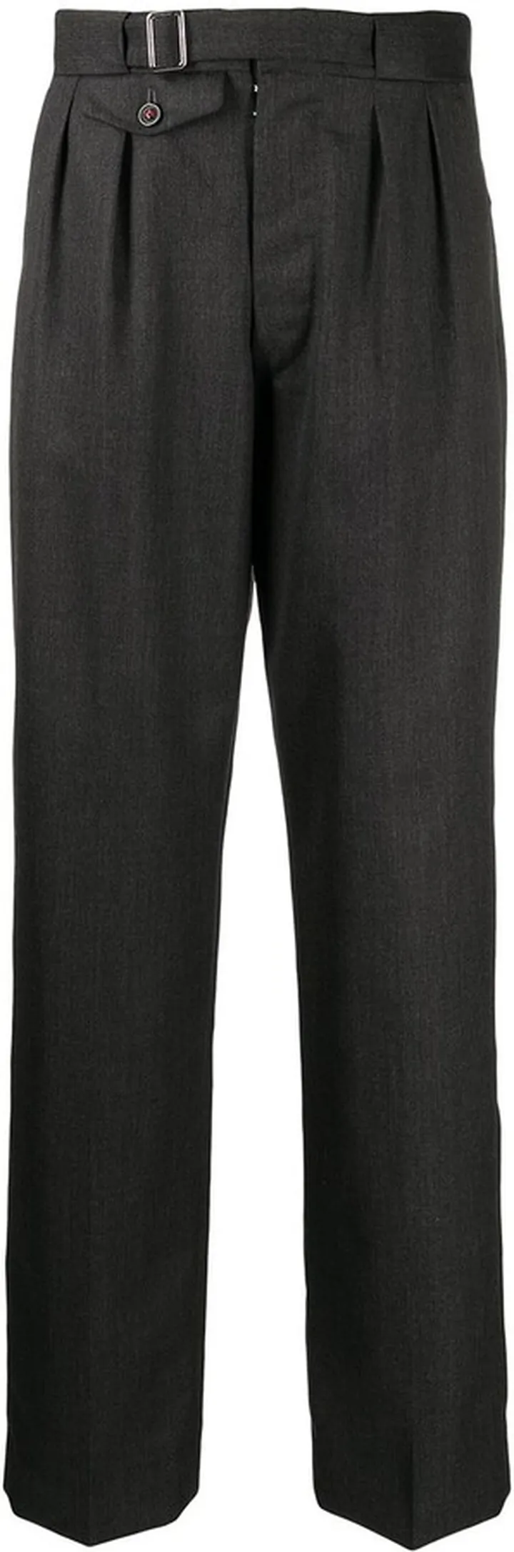 Pleat-Detail Straight-Leg Wool Trousers