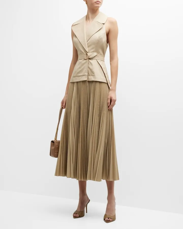 Cliff Pleated Midi Dress