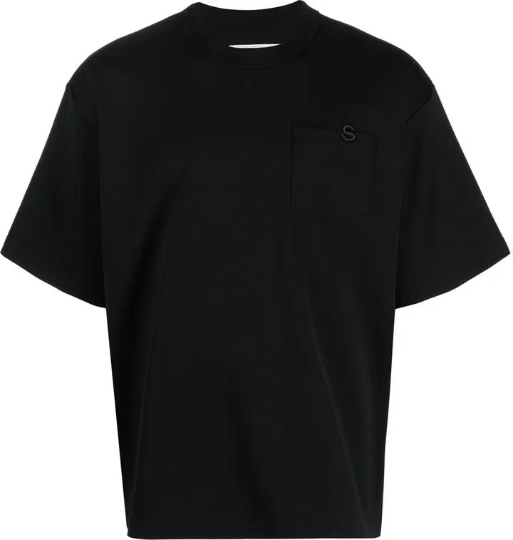 logo-embroidered patch-pocket T-shirt