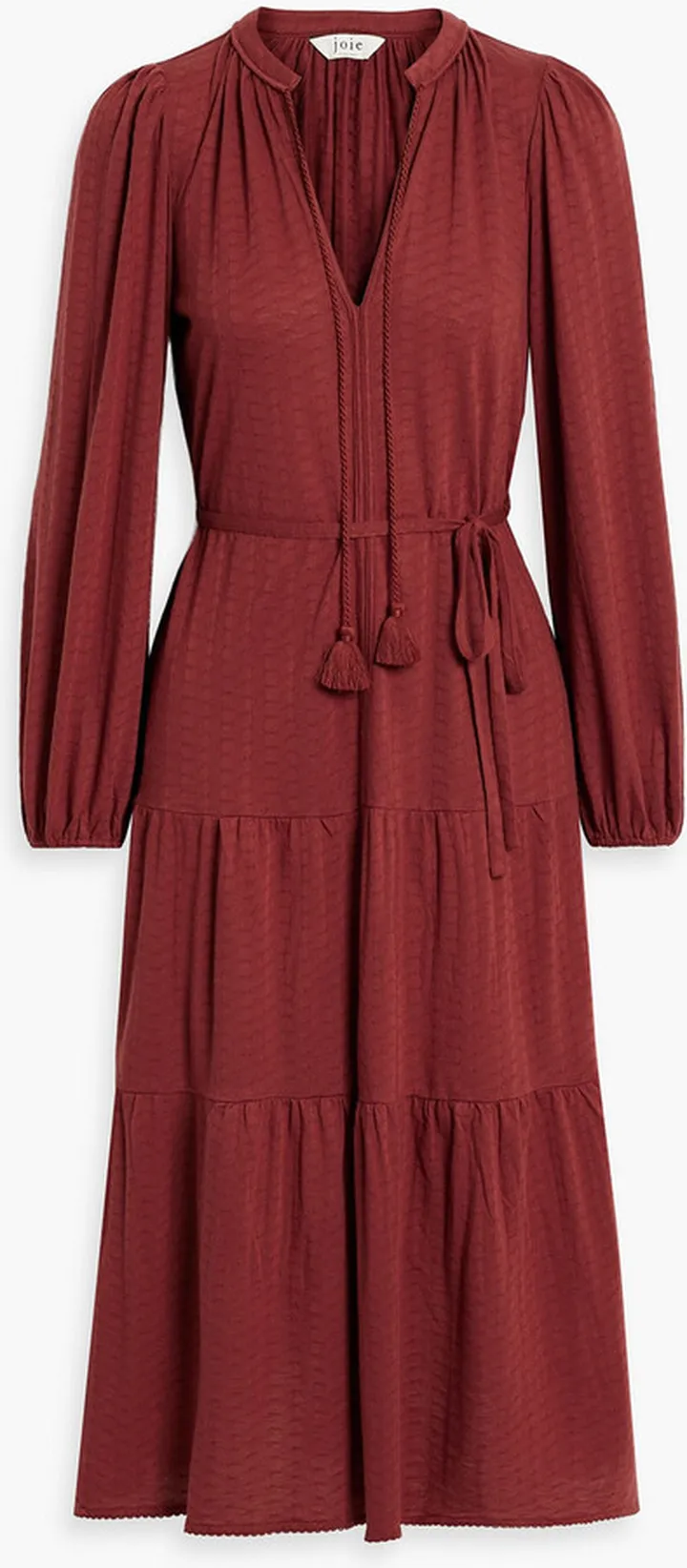 Mulberry tiered pointelle-knit midi dress