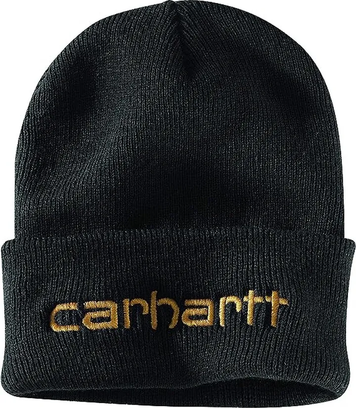 Carhartt Men's Knit Insulated Logo Graphic Cuffed Beanie (Black) Traditional Hats