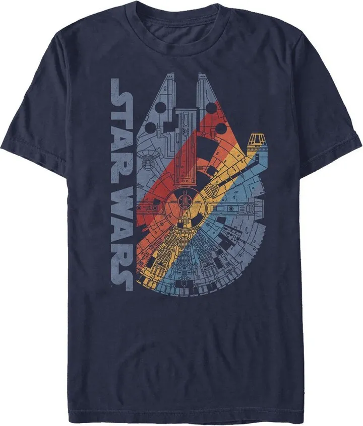 Men's Star Wars Millennium Falcon Rainbow T-Shirt - Navy Blue - 3X Large