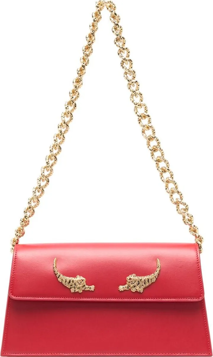 Crystal-Embellished Tiger Shoulder Bag