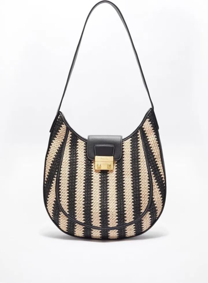 Pashli Large Modern Hobo in blk-ant. white