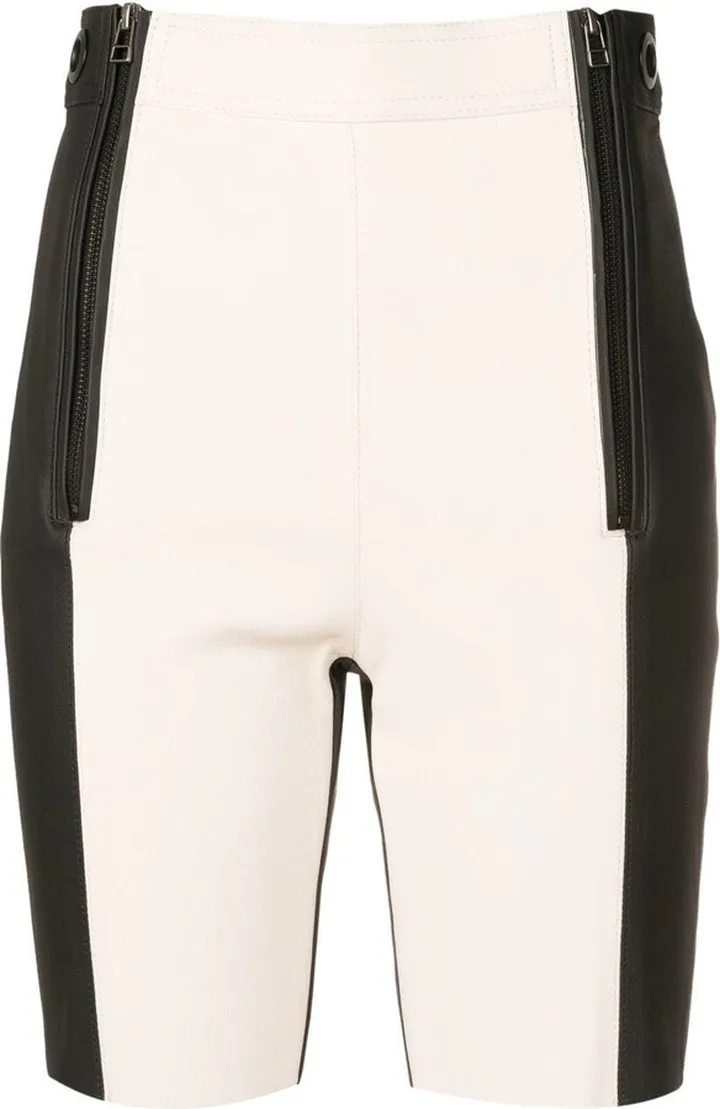 Two-Tone Leather Shorts