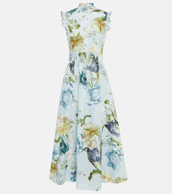 Evie floral cotton poplin midi dress