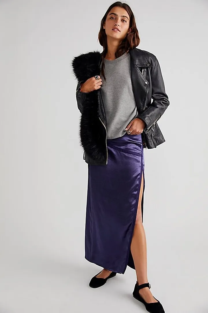 Dakota Satin Midi Skirt by Free People