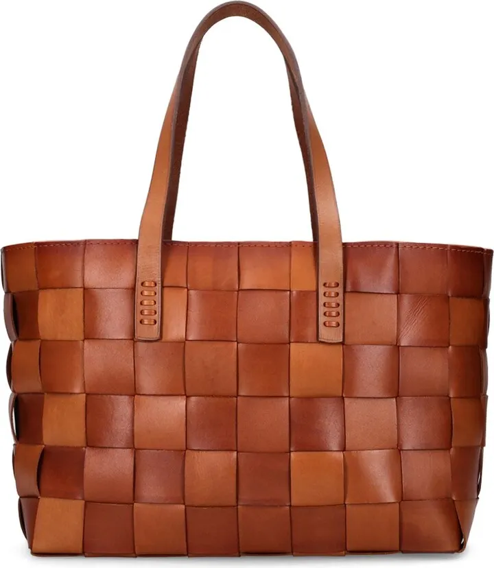 Box Weave Basket leather shoulder bag