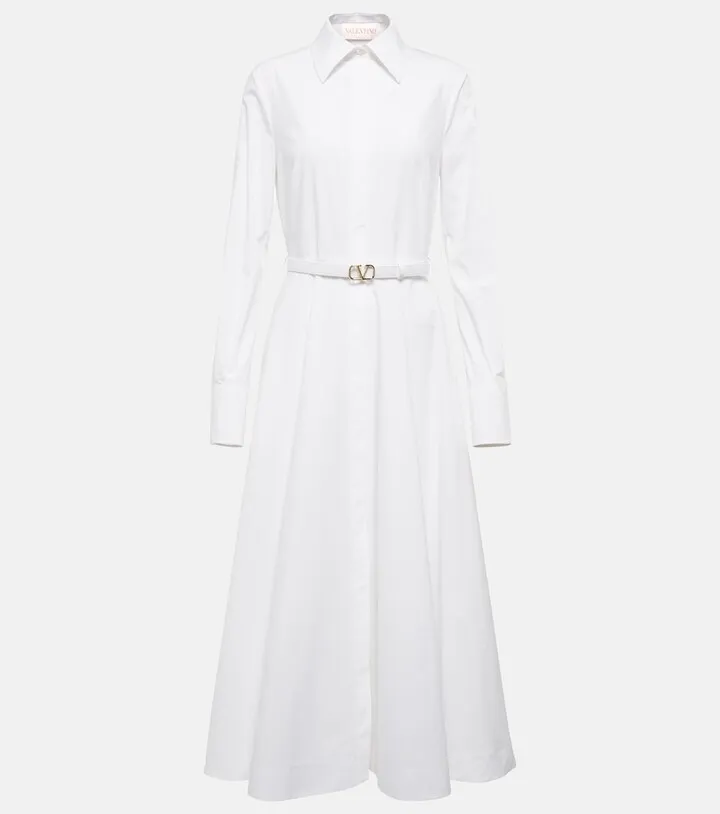 VLogo cotton poplin shirt dress