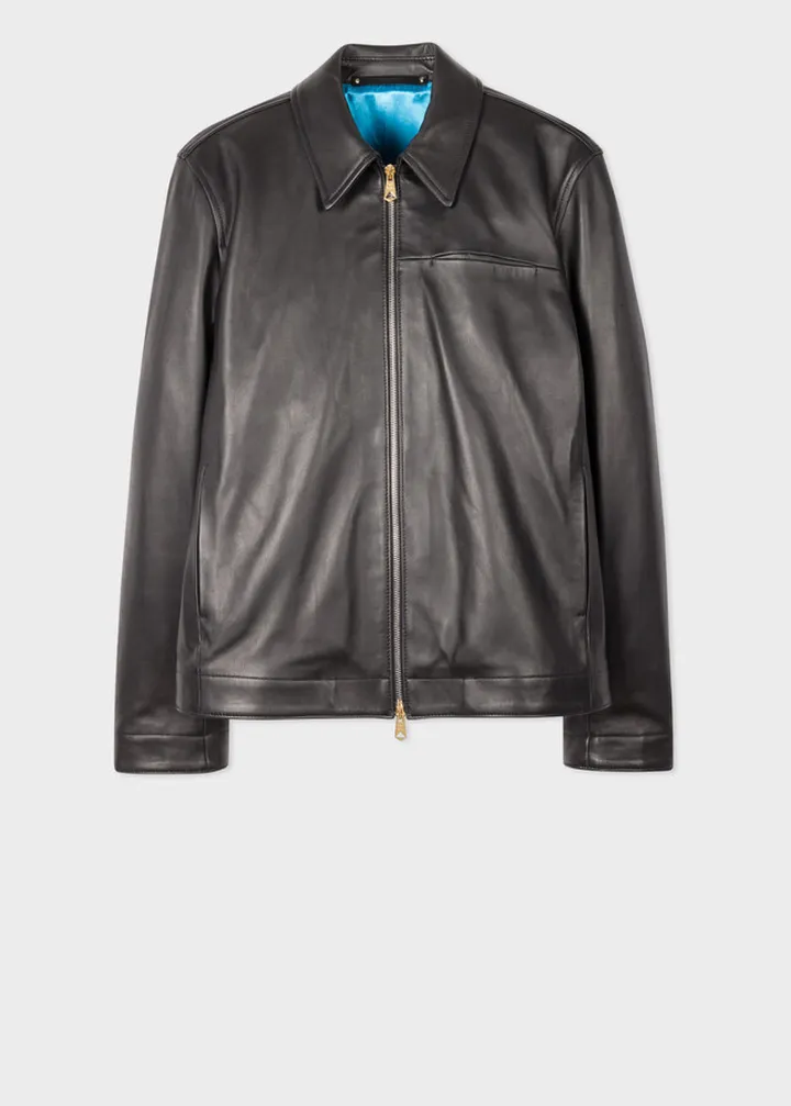 Black Zip-Front Leather Jacket