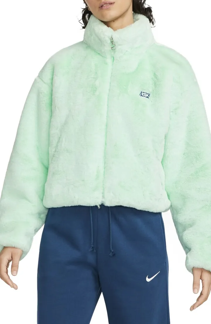 Sportswear Faux Fur Bomber Jacket