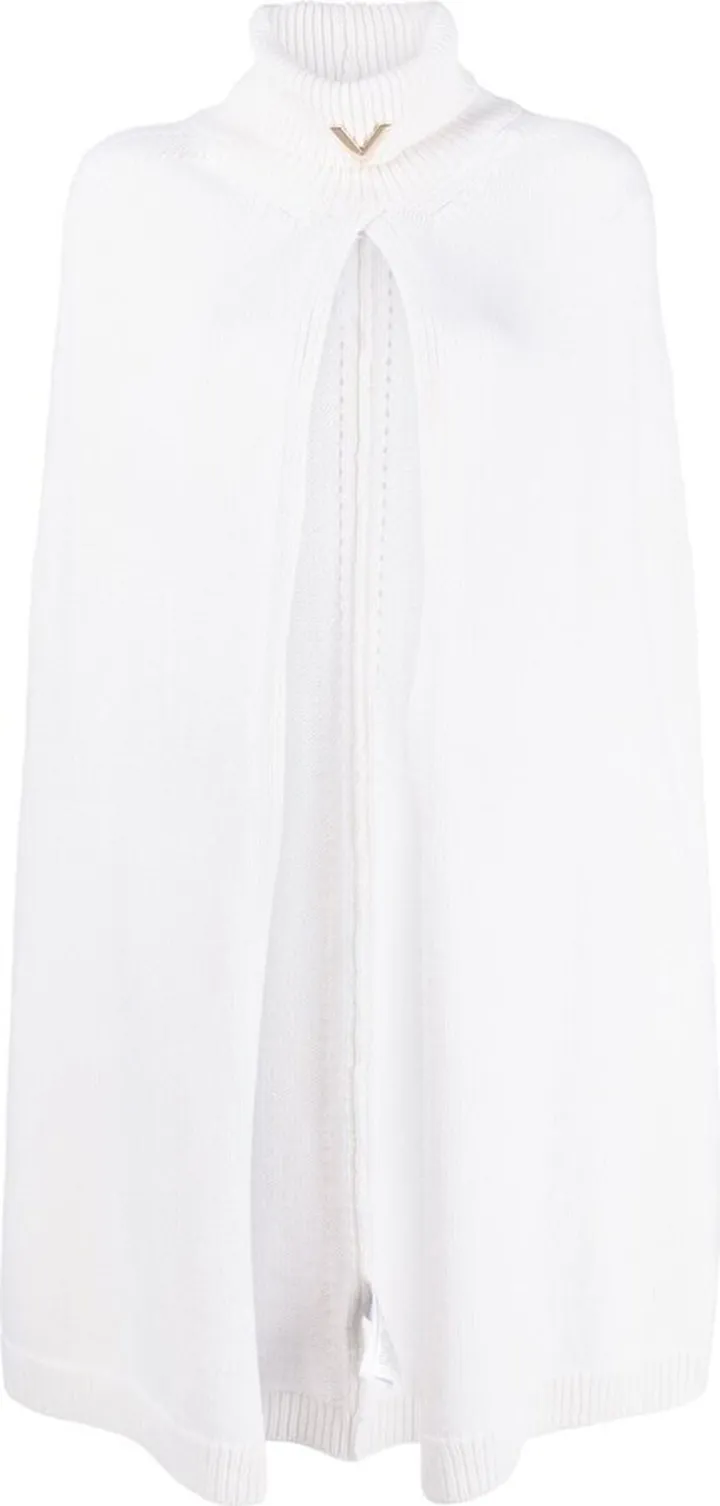 White Turtleneck Knitted Cape