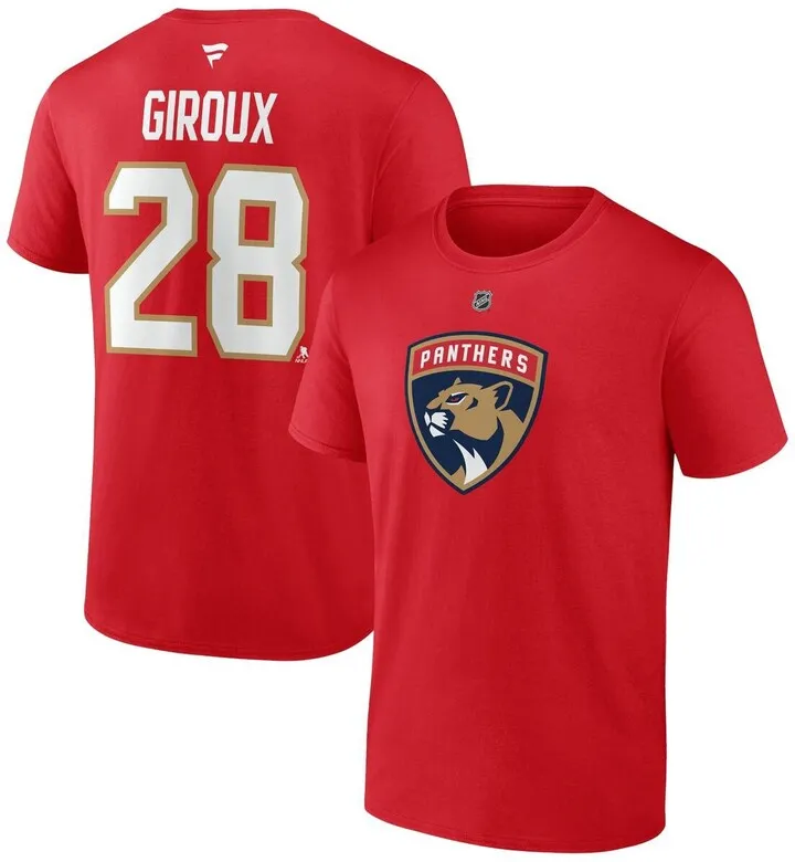 Men's Fanatics Claude Giroux Red Florida Panthers Authentic Stack Name & Number T-shirt