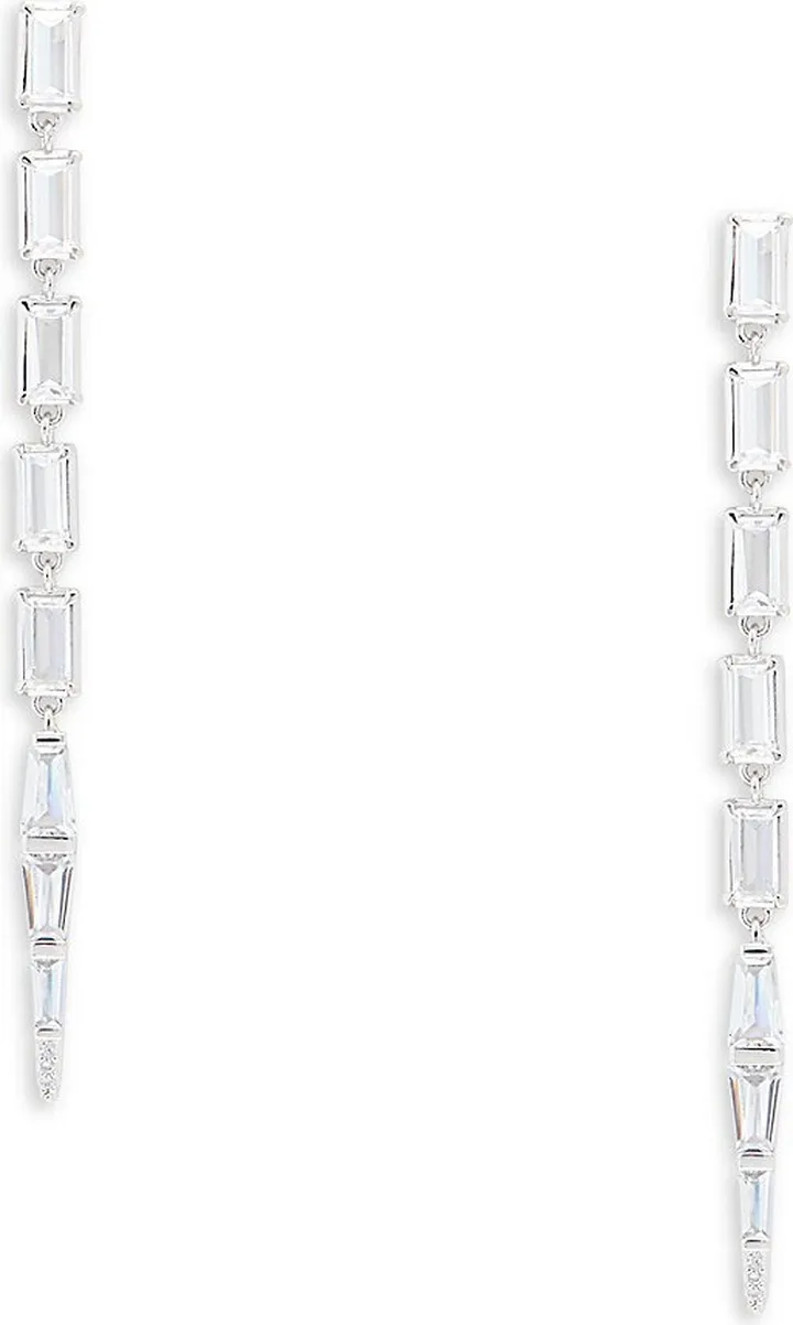 Kara Rhodium Plated & Cubic Zirconia Dangle Earrings