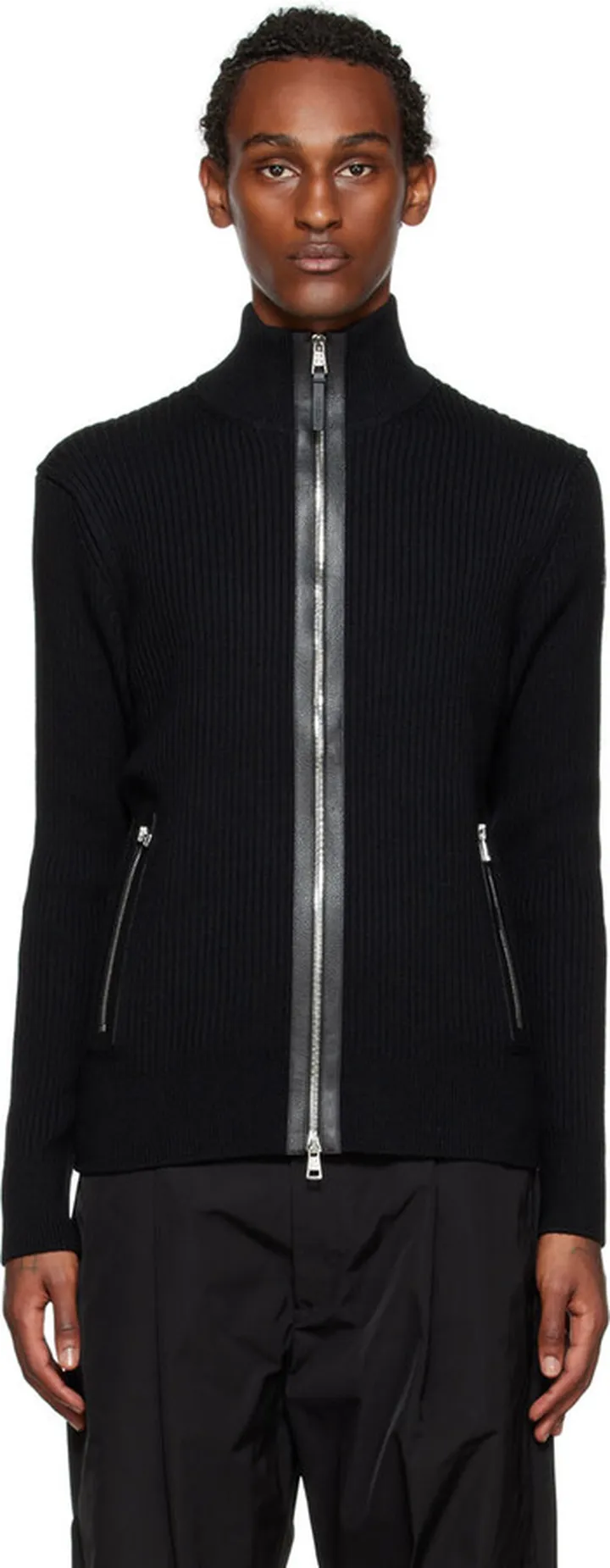Moncler Black Lambskin Trim Sweater