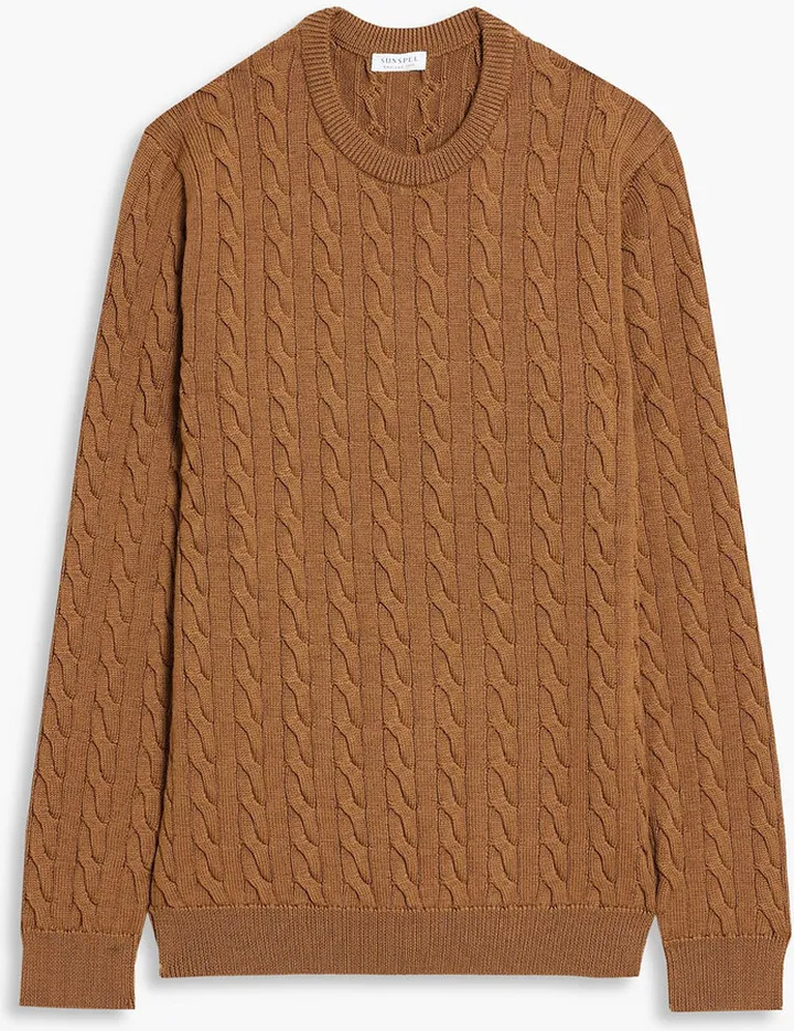 Cable-knit merino wool sweater