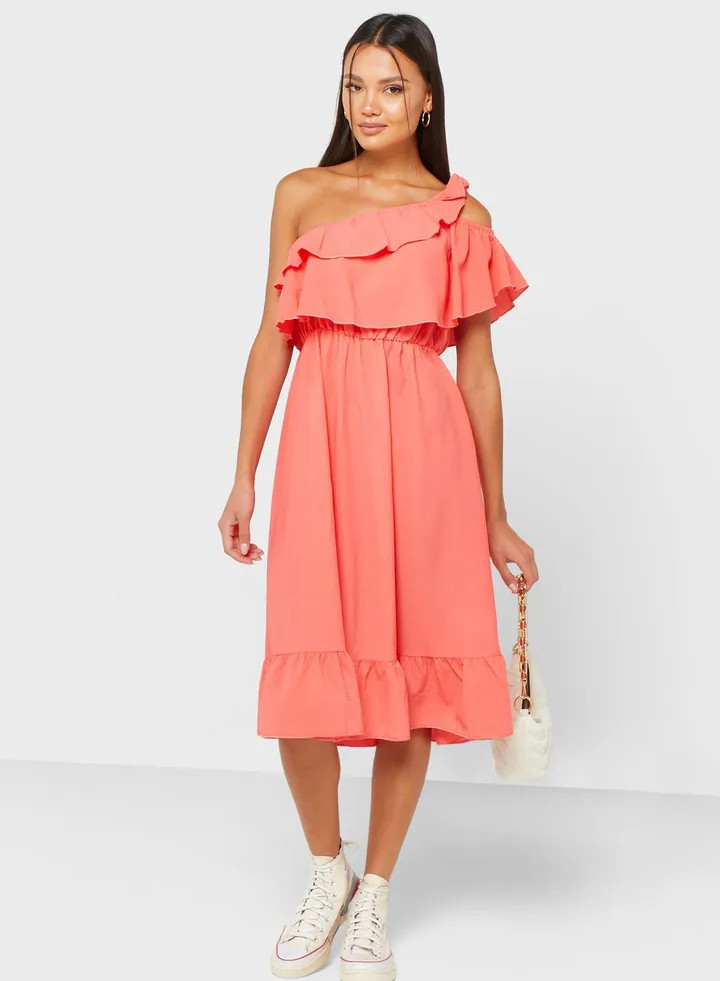 One Shoulder Ruffle Dress