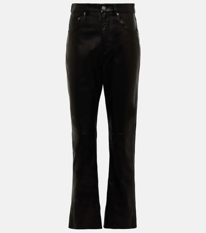 High-rise leather flared pants