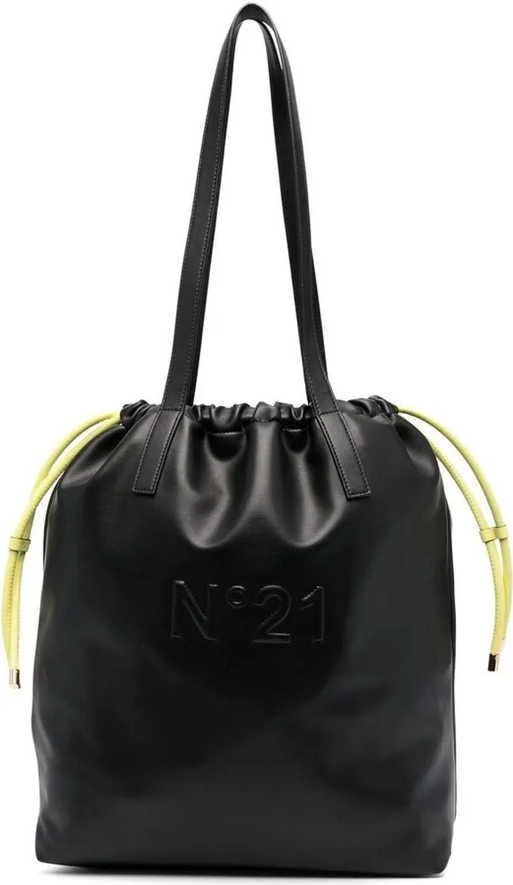 Embossed-Logo Leather Tote
