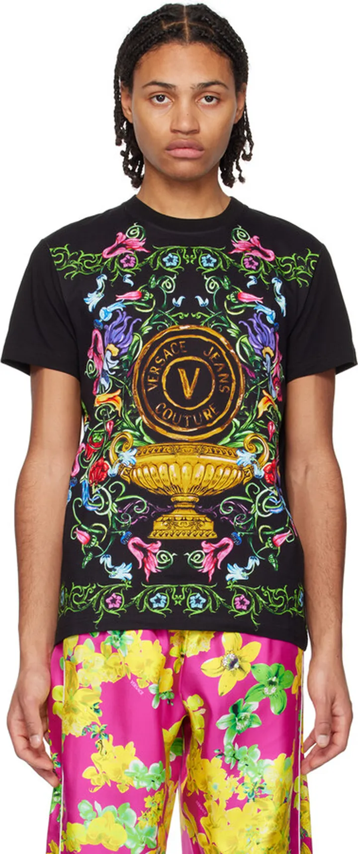 Versace Jeans Couture Black V-Emblem Garden T-Shirt