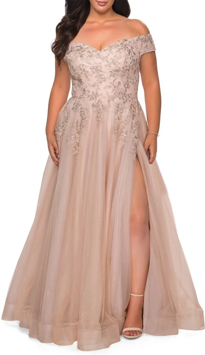 Lace & Tulle Off-Shoulder Gown