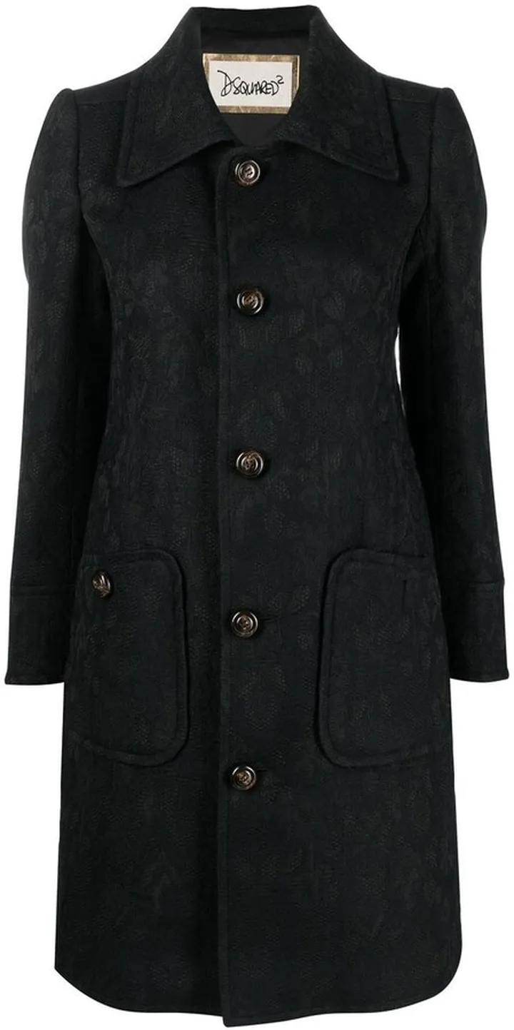 Floral Pattern Single-Breasted Coat