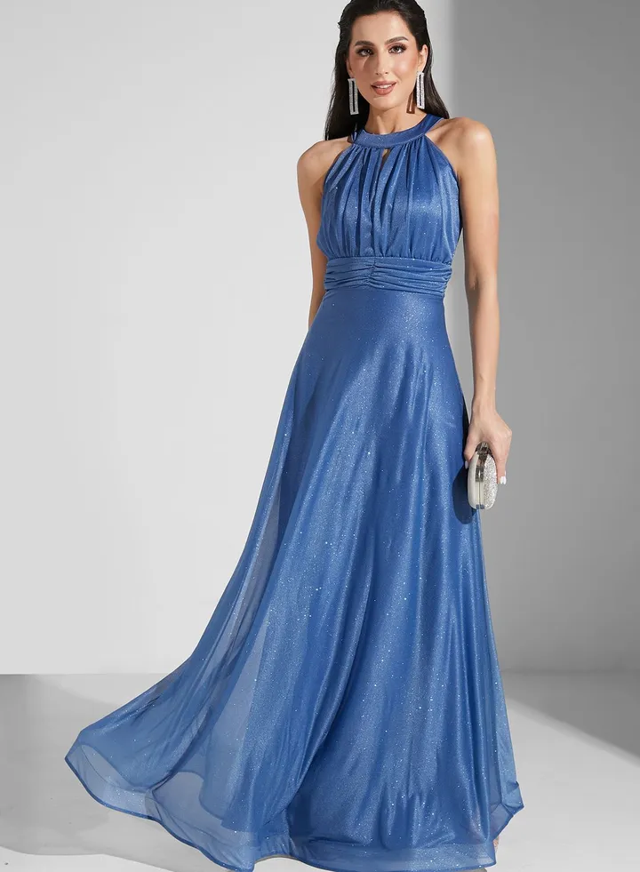 Ruched Waist Shimmer Dress