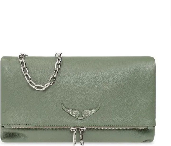 Zadig & Voltaire Embellished Logo Foldover Shoulder Bag