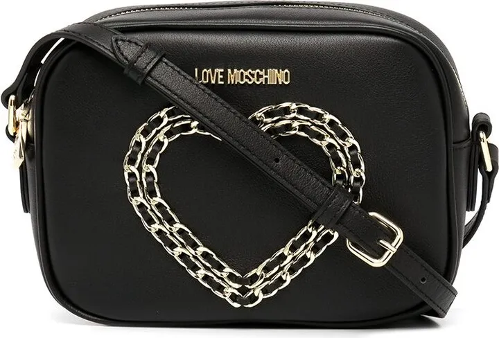 Chain-Link Heart Crossbody Bag