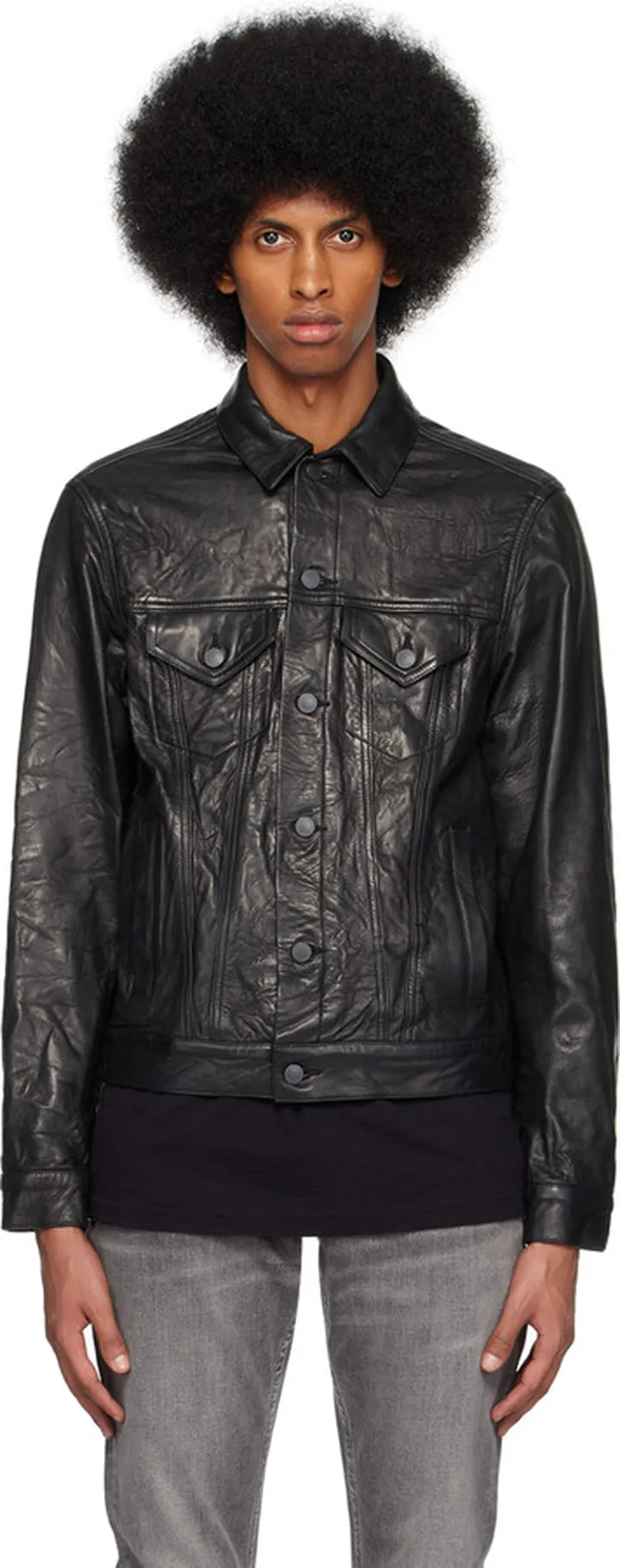 John Elliott Black Thumper Type III Leather Jacket