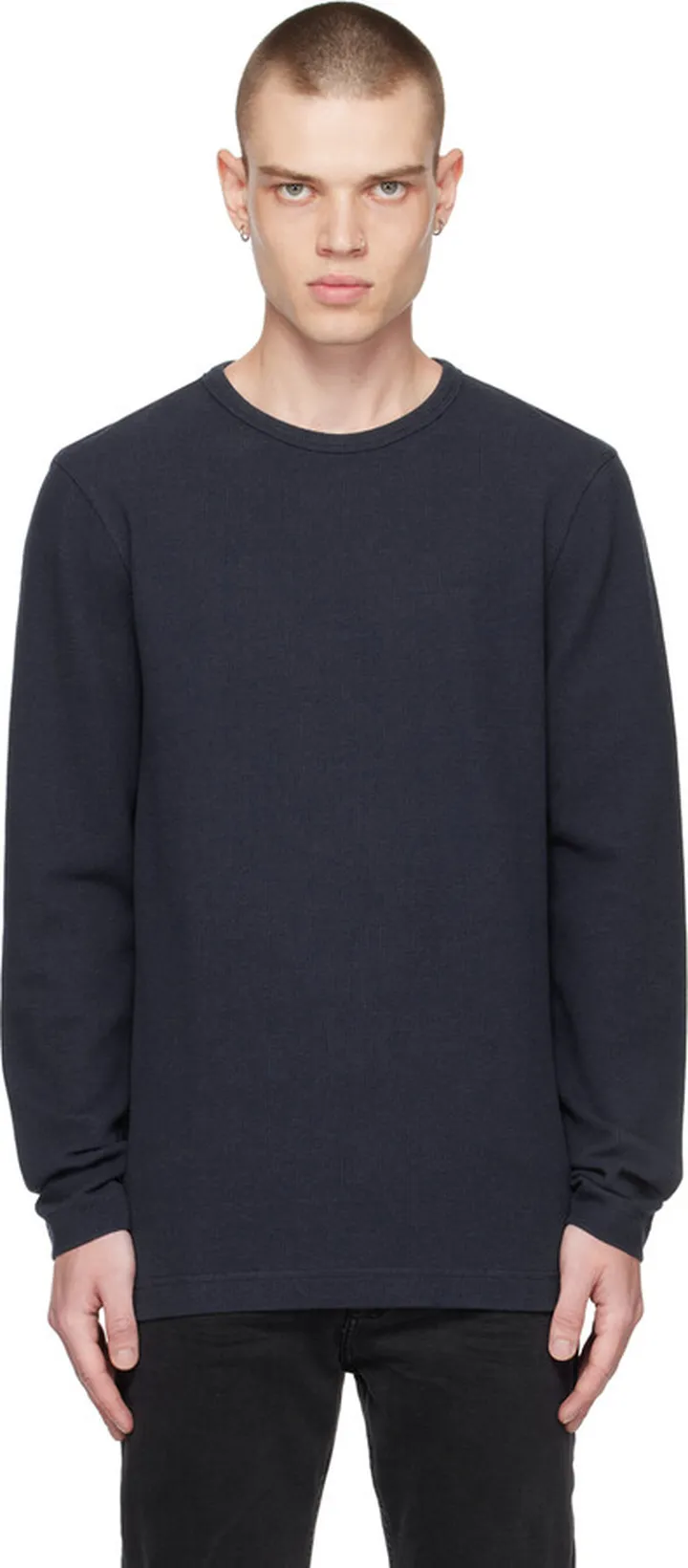BOSS Navy Crewneck Long Sleeve T-Shirt