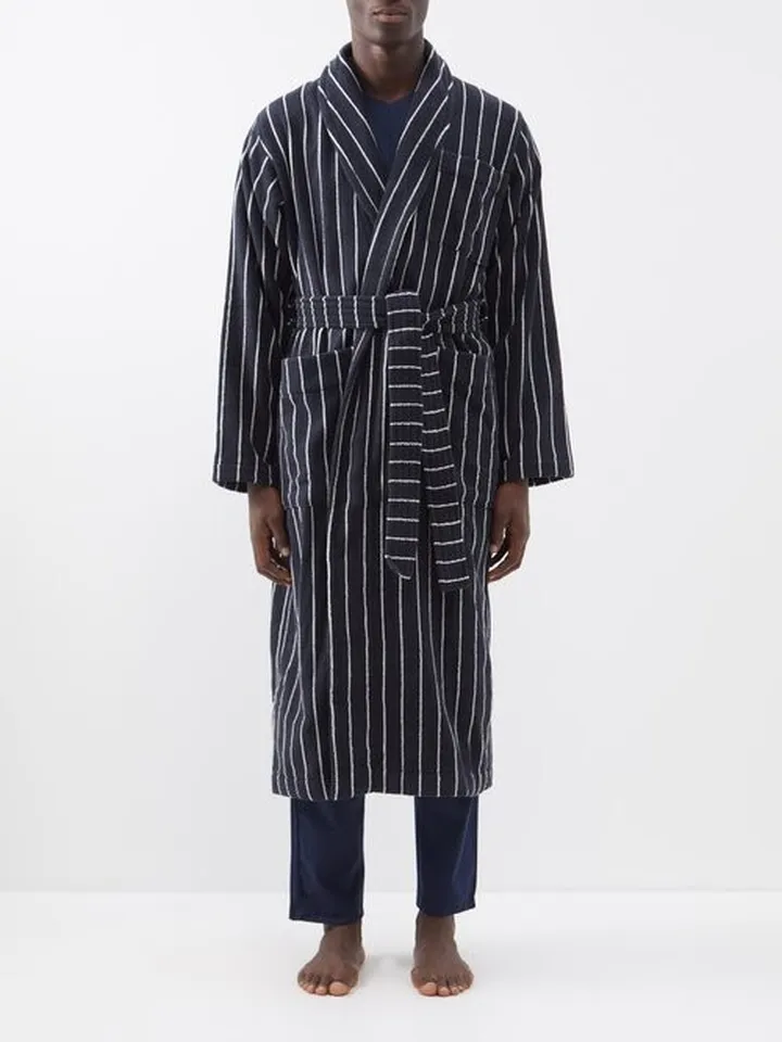 Striped Cotton-terry Bathrobe