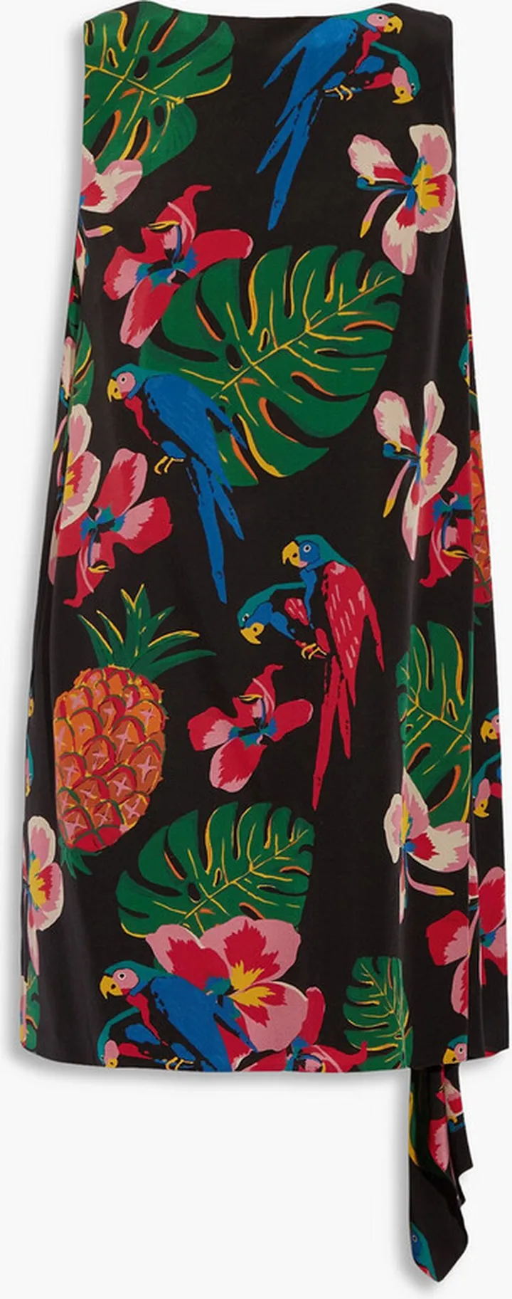 Draped printed silk crepe de chine mini dress