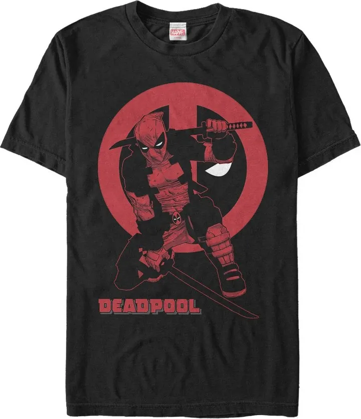 Men's Marvel Deadpool Katana Sword Pose T-Shirt - Black - 2X Large