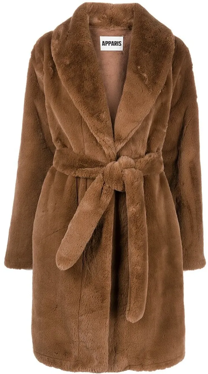 Bree belted faux-fur coat
