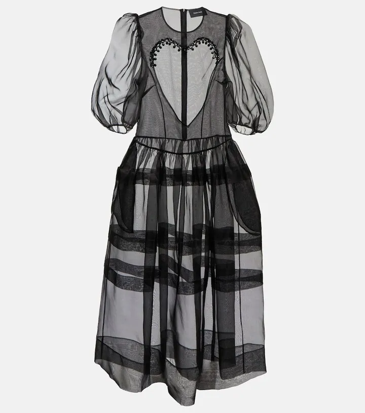 Embellished sheer silk dress