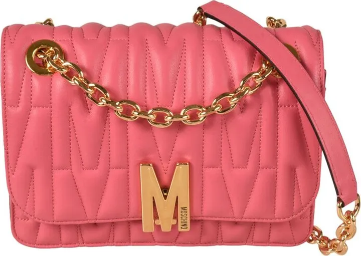 Moschino Logo Plaque Quilted Shoulder Bag