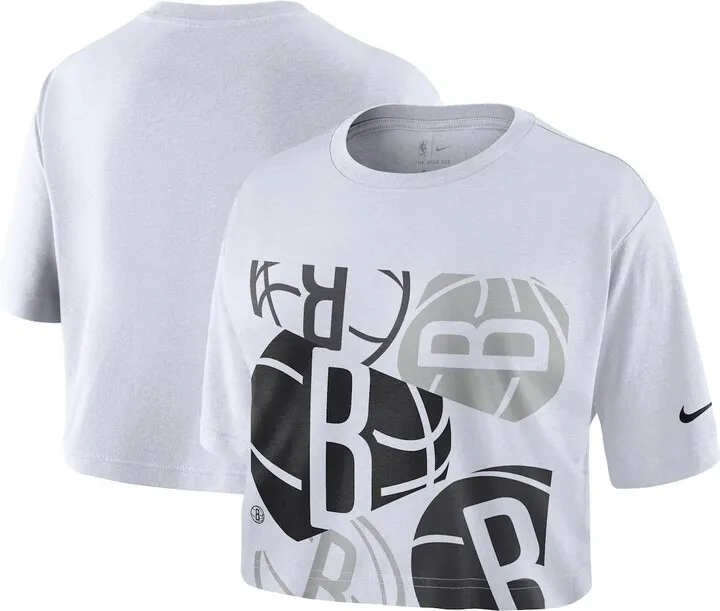 Women's Nike White Brooklyn Nets Cropped T-shirt