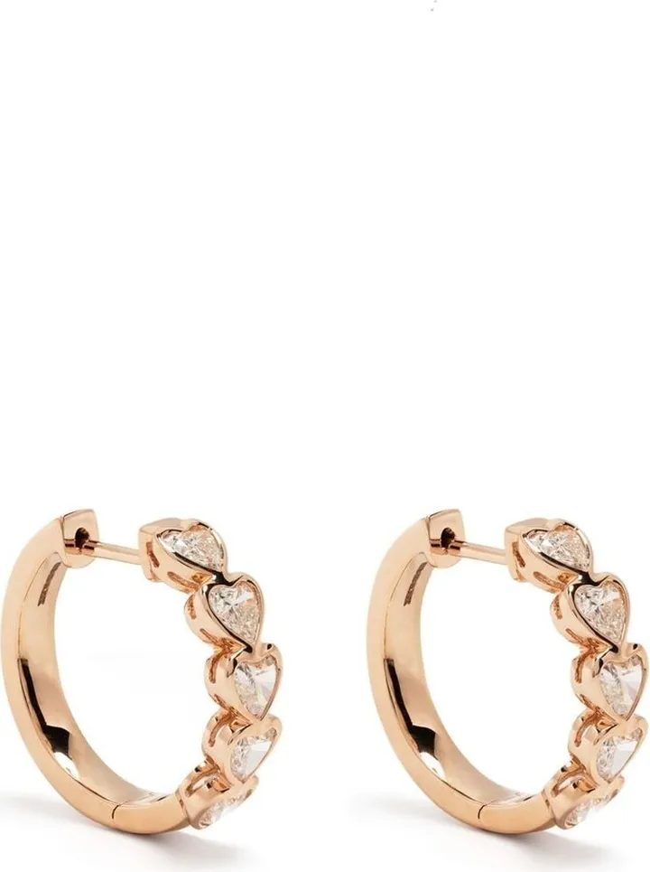 18kt Rose Gold Bezel Heart Diamond Earrings