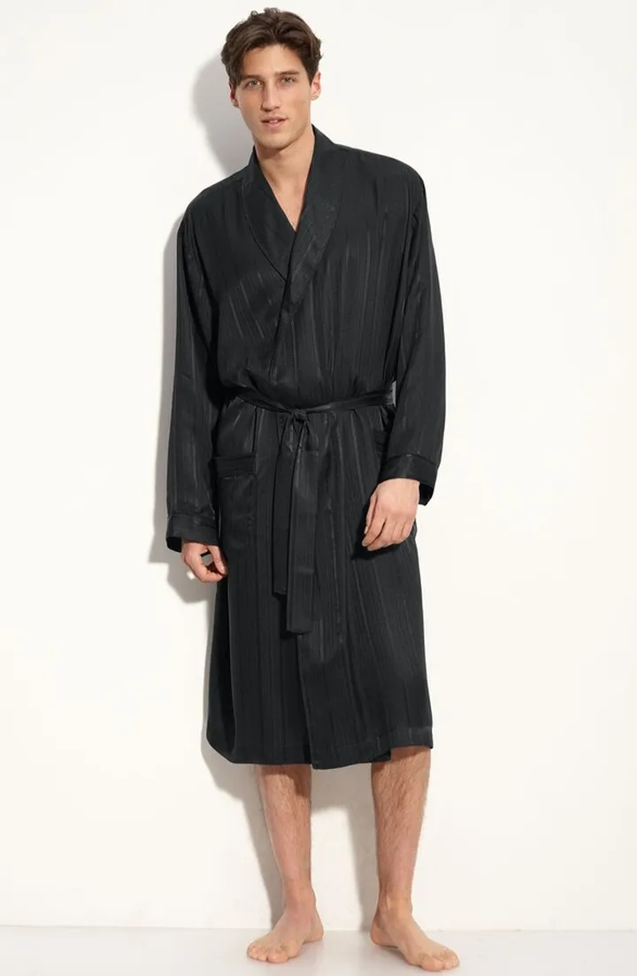 Herringbone Stripe Silk Robe